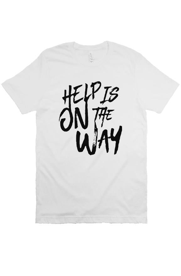 "Help Is On The Way" Short Sleeve T-Shirt (White/B