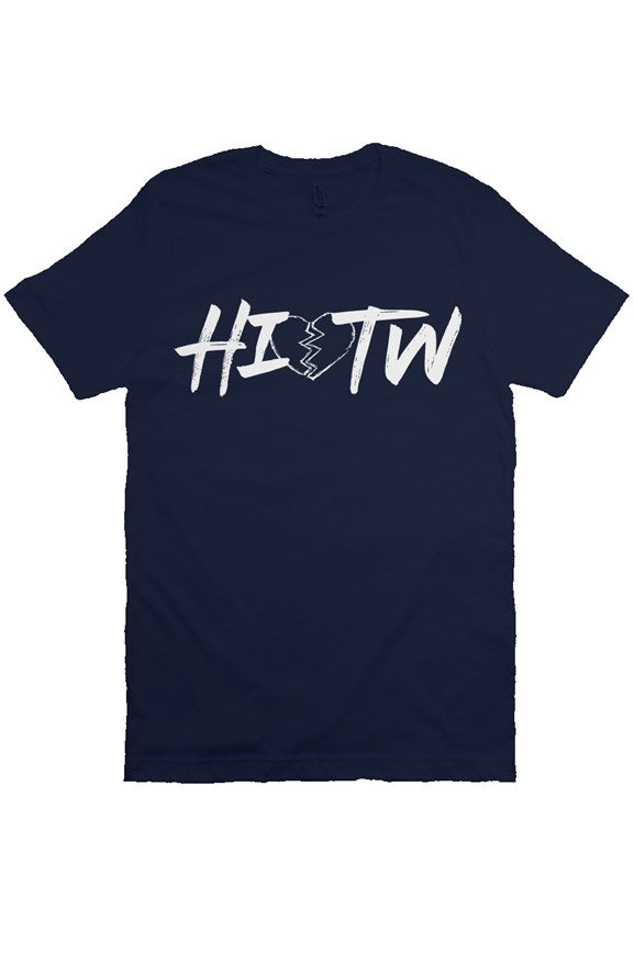 "HIOTW" Broken Heart Short Sleeve T-Shirt (Navy/WH