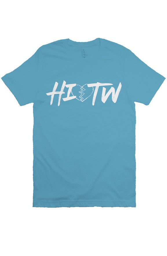 "HIOTW" Broken Heart Short Sleeve T-Shirt (Aqua/WH