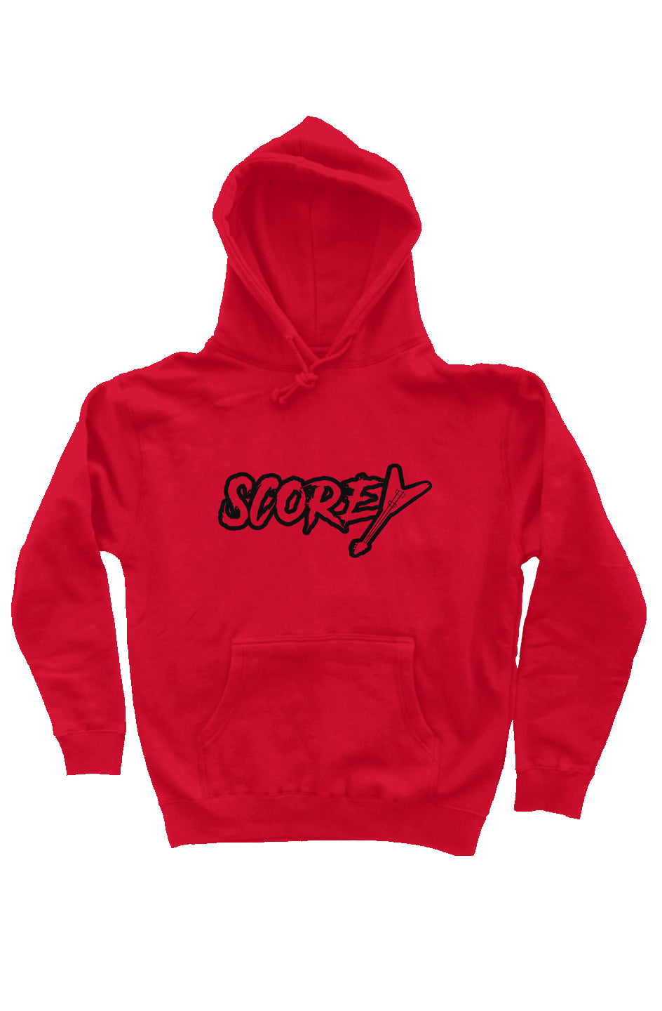 Scorey Red Pullover Hoodie Black Lettering