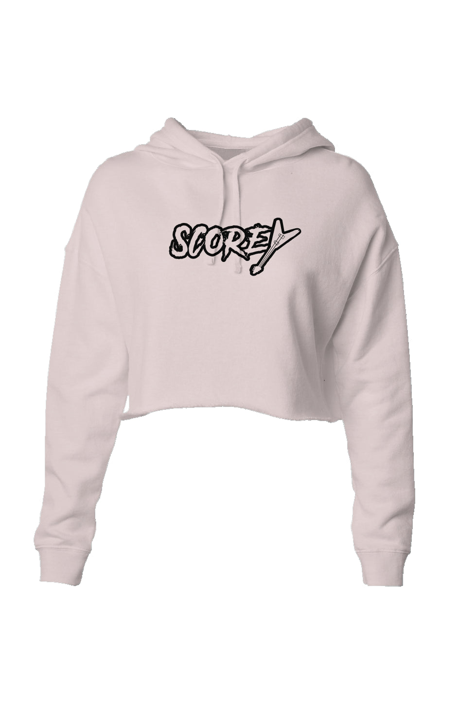 Scorey Logo Cropped Hoodie Blush Pink/Black Lettering