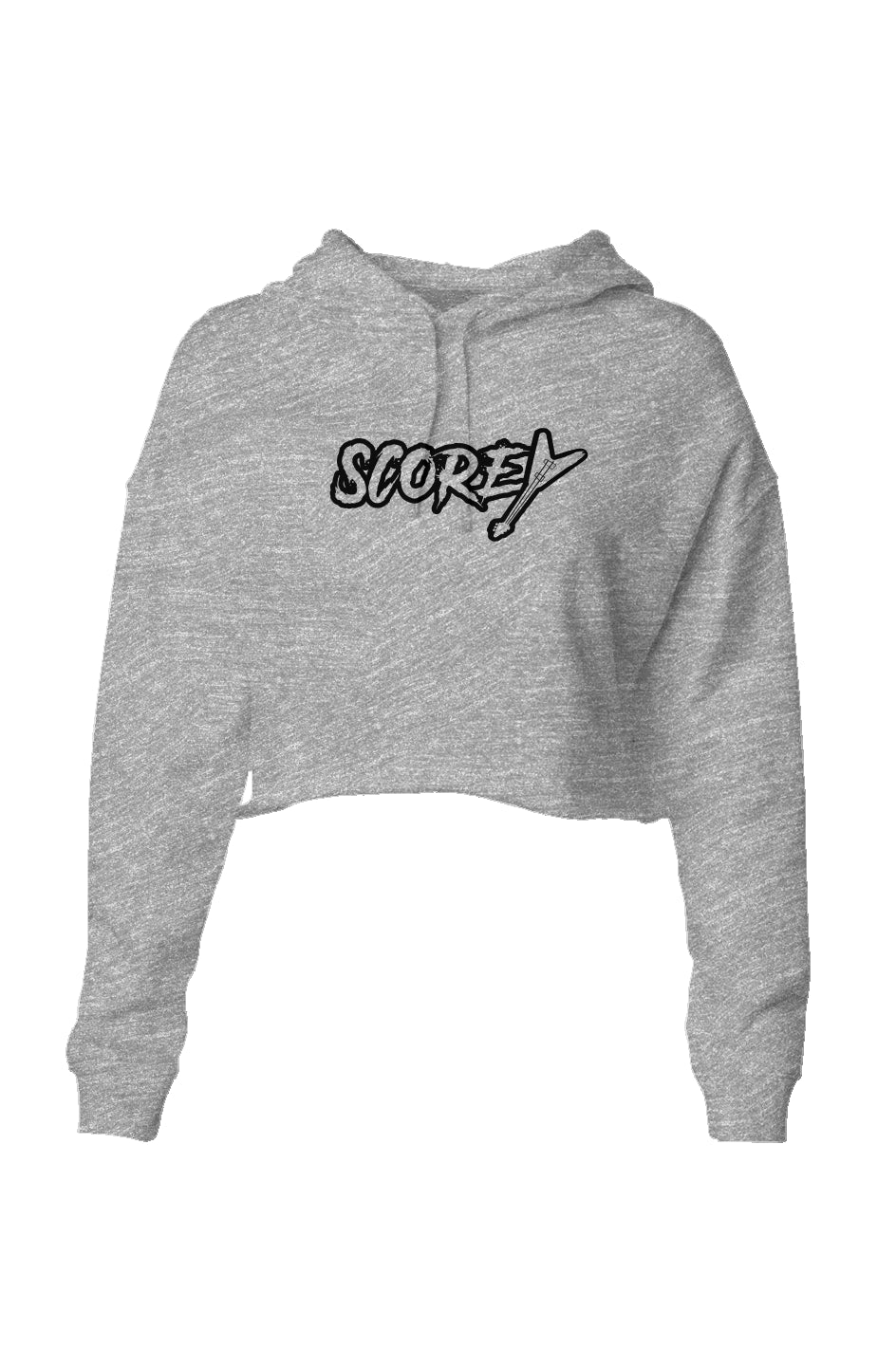 Scorey Logo Cropped Hoodie Heather Grey/Black Lettering