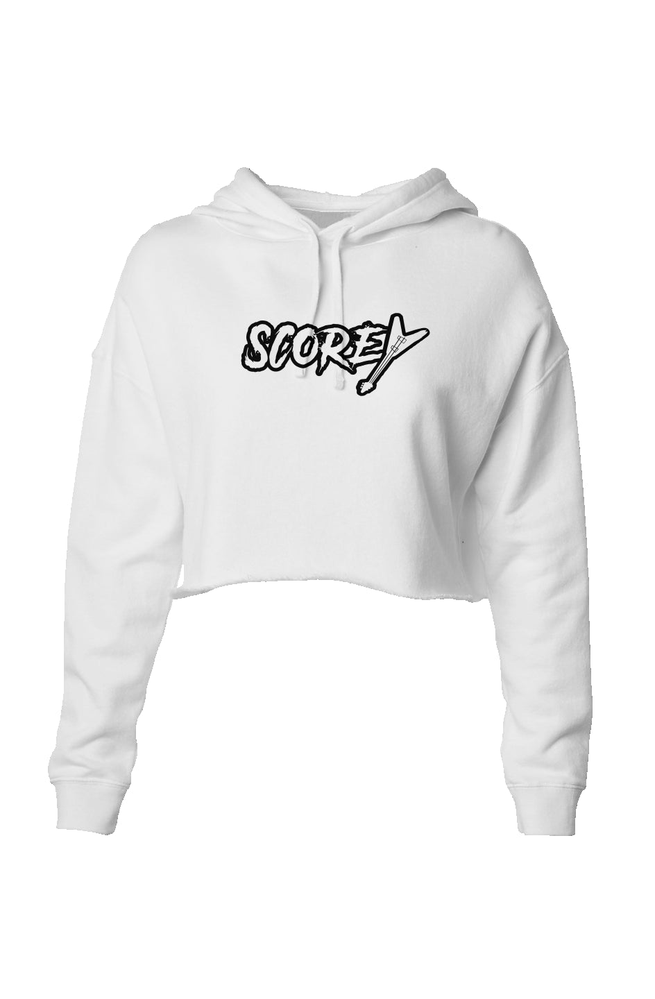 Scorey Logo Cropped Hoodie White/Black Lettering